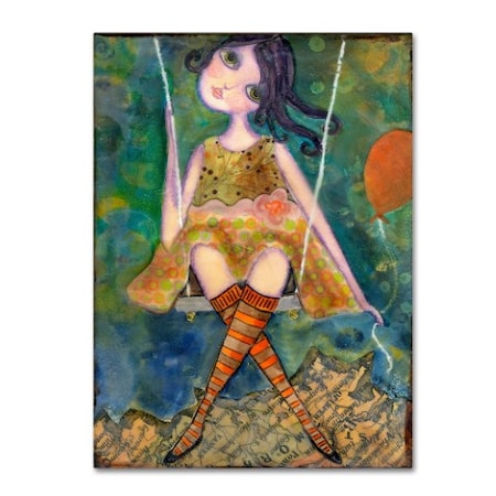 Wyanne 'Big Eyed Girl Swing' Canvas Art,14x19